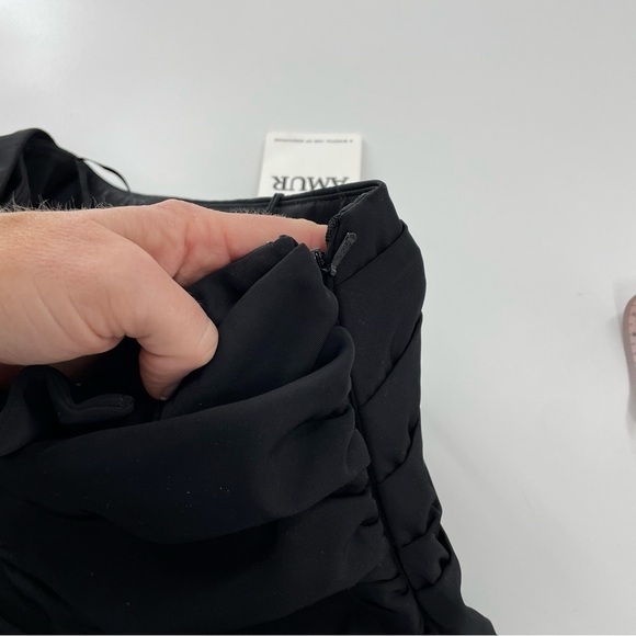 Amur Kehlani Tie skirt Black Rouched *REVOLVE*  NWT Side Zip Mini Skirt - Picture 4 of 15